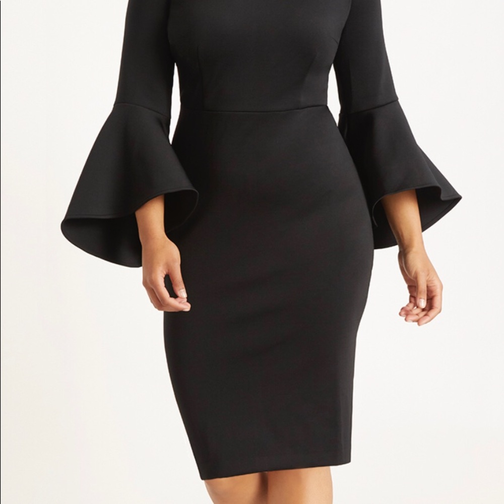 Eloquii Flare Sleeve Scuba Dress